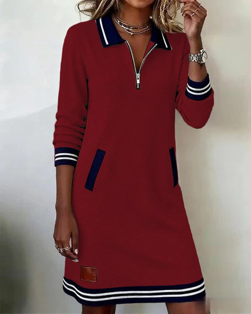 Robe en Coton à Manches Longues Chic