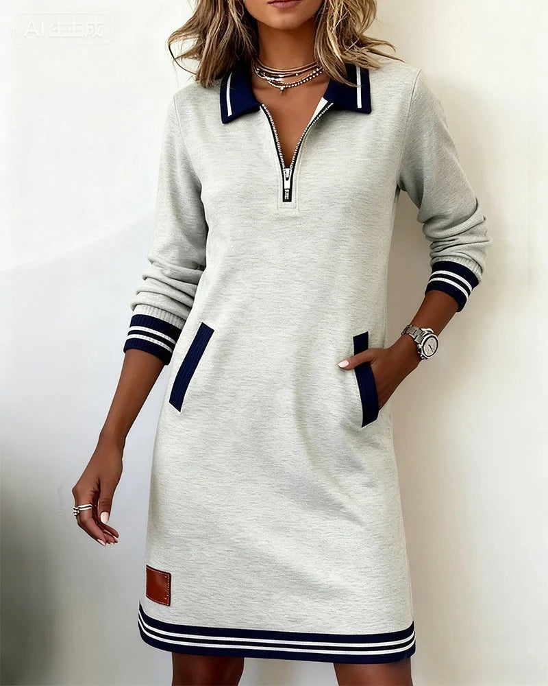 Robe en Coton à Manches Longues Chic