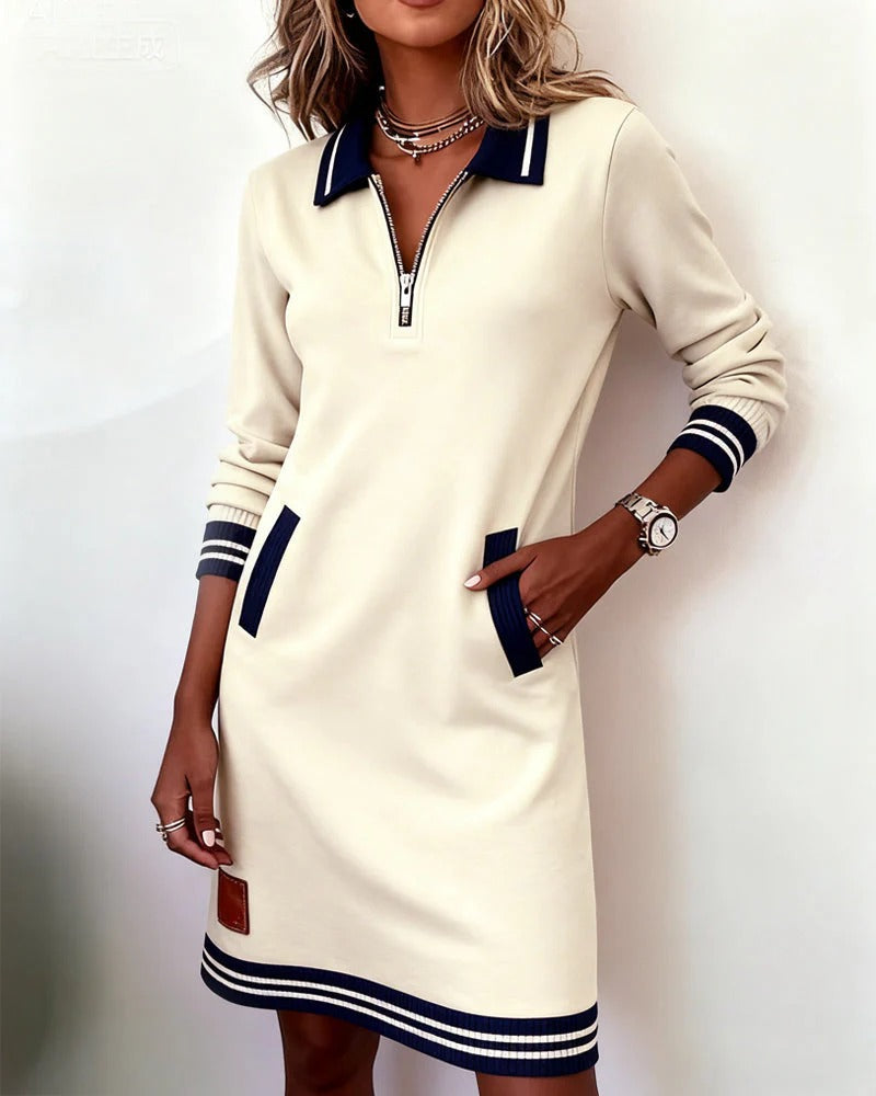 Robe en Coton à Manches Longues Chic