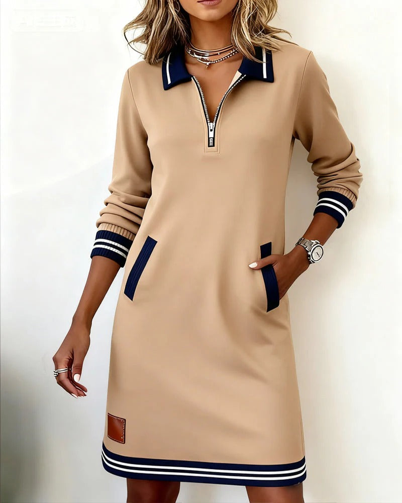 Robe en Coton à Manches Longues Chic