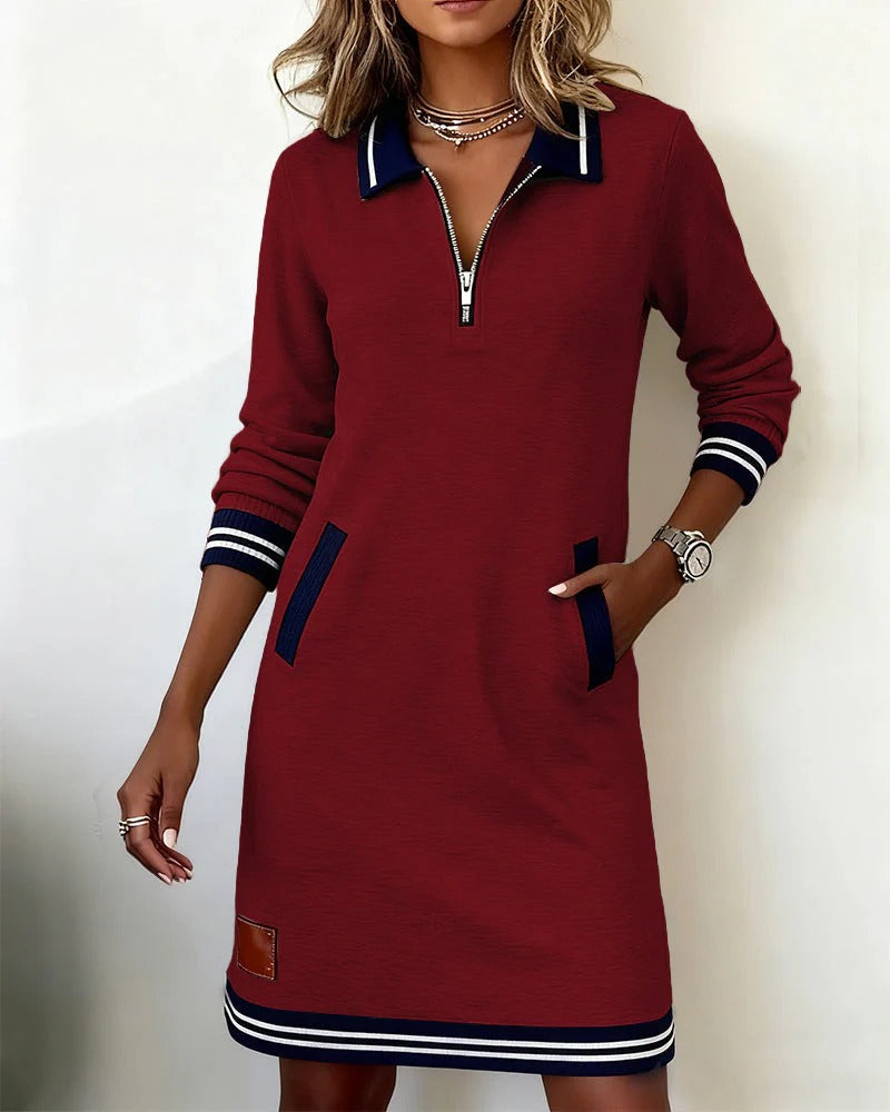 Robe en Coton à Manches Longues Chic