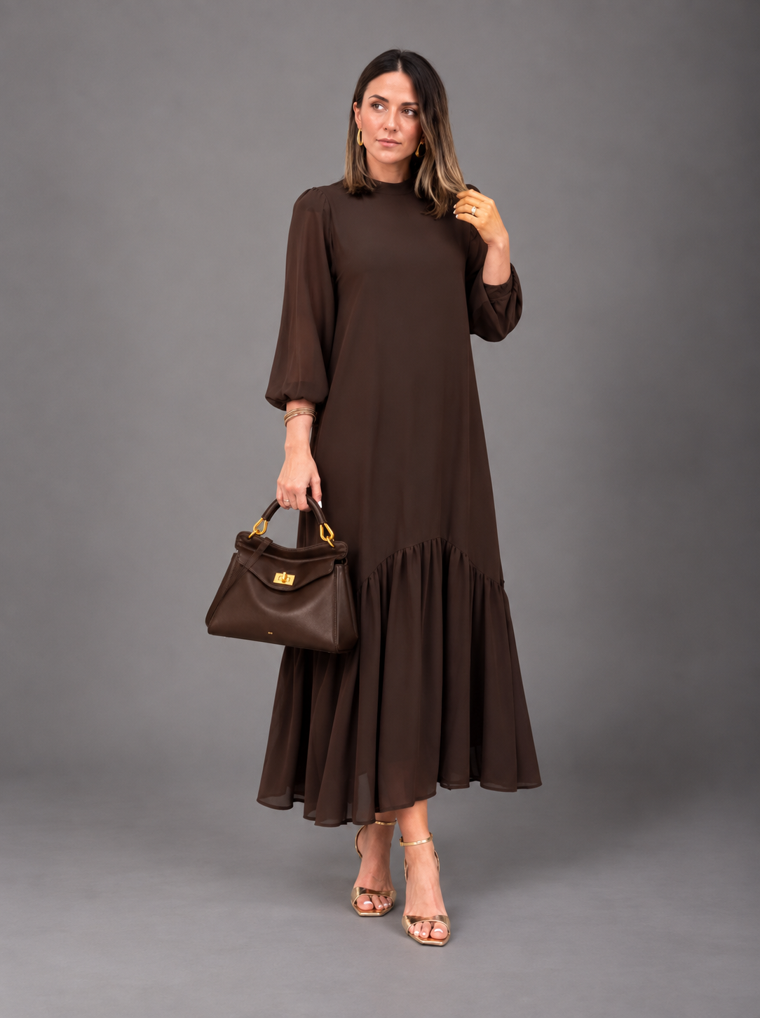 Solène | Robe fluide à volant en biais