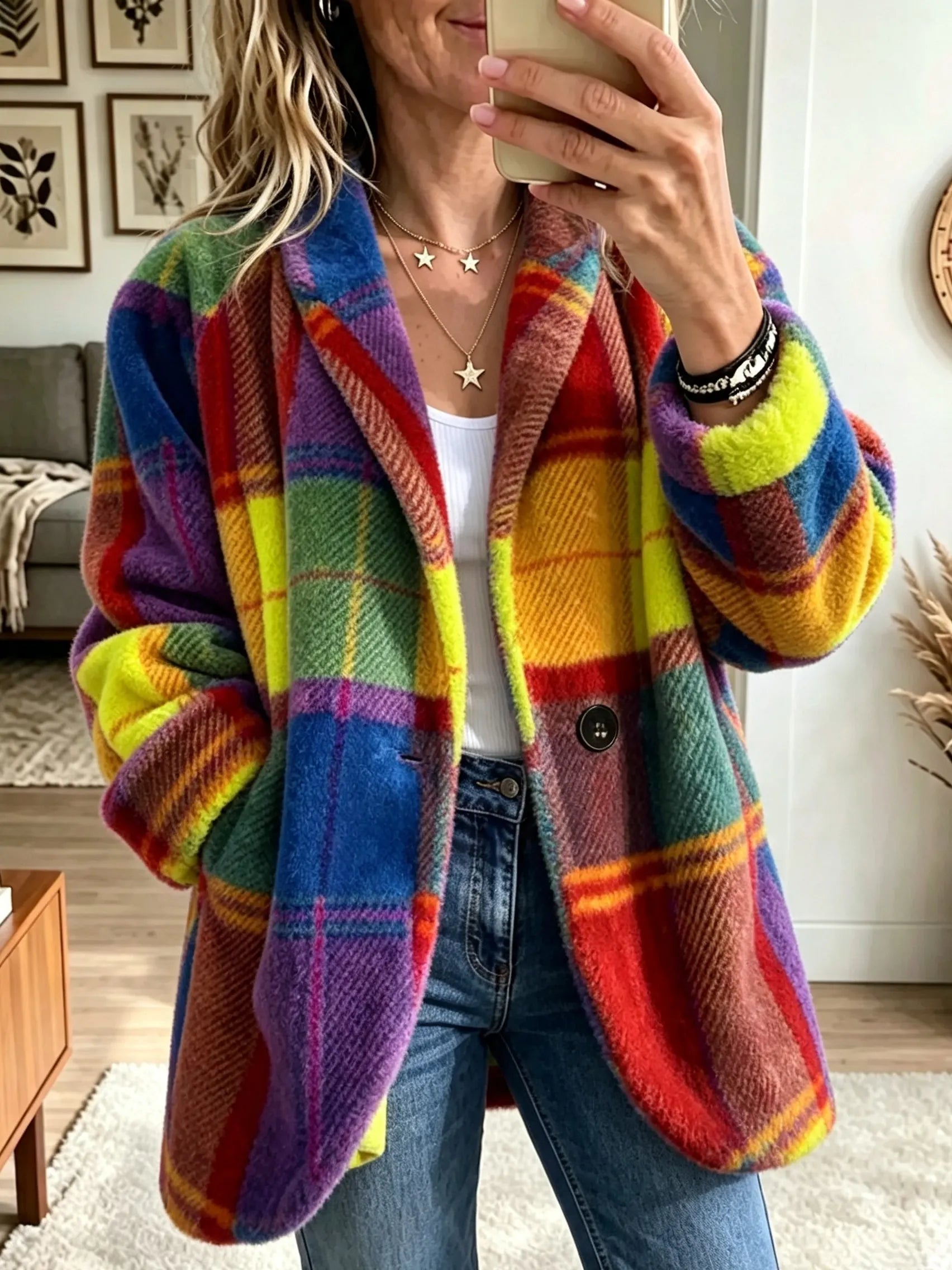 Claudette | Manteau Arka À Carreaux Multicolore