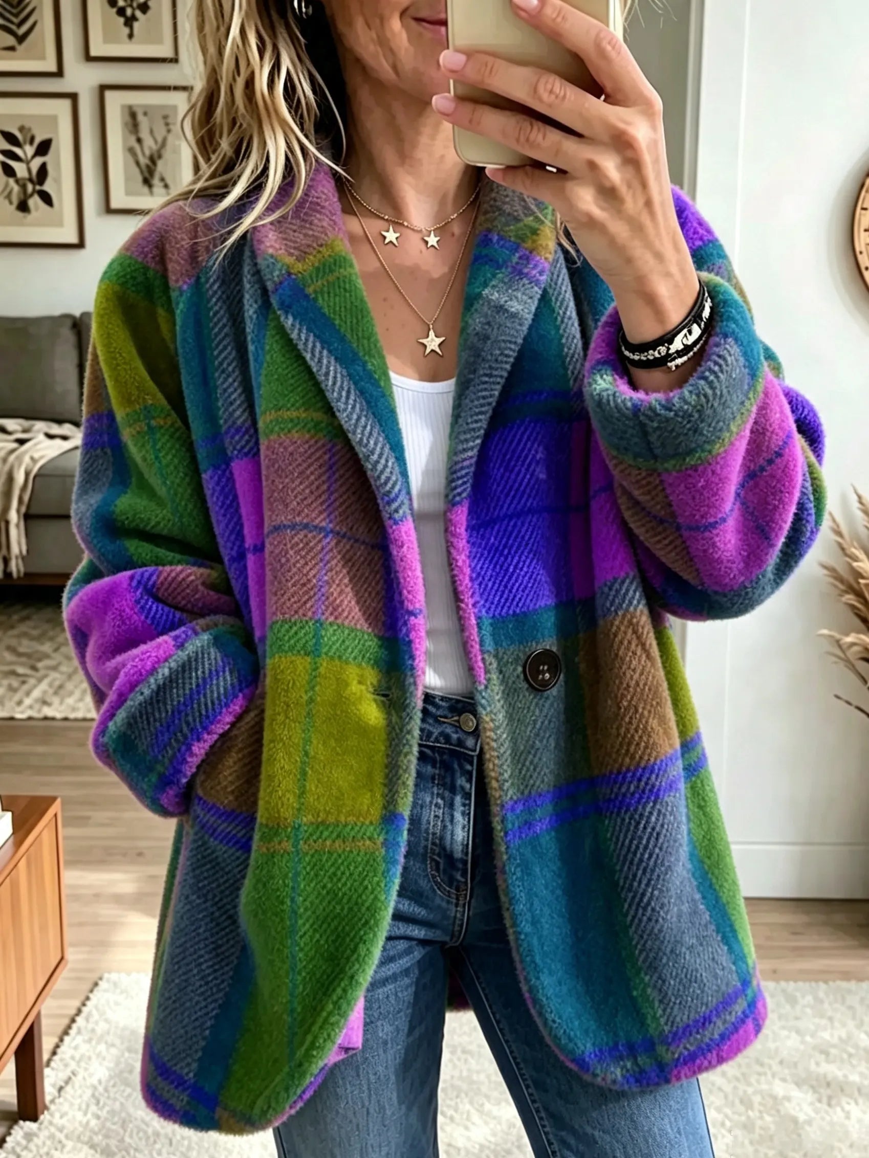 Claudette | Manteau Arka À Carreaux Multicolore