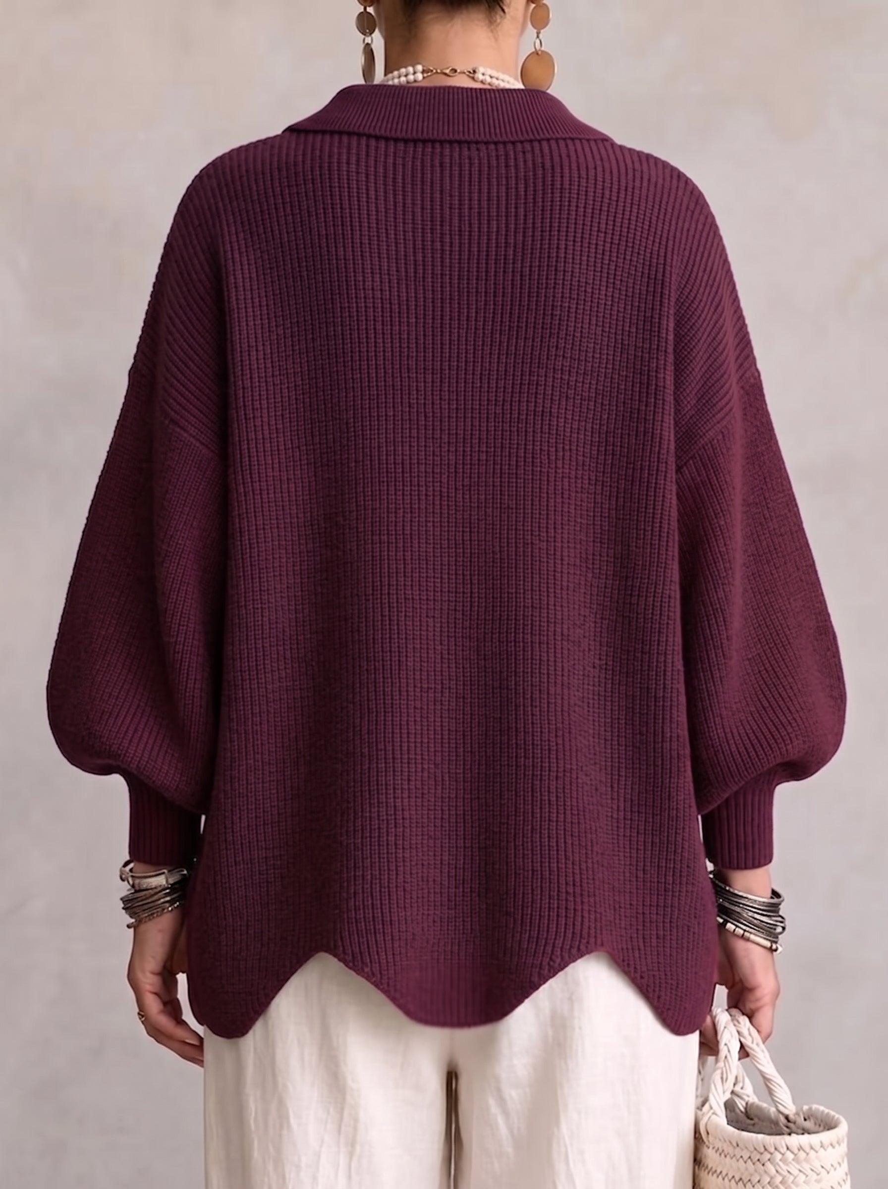 Isadora | Cardigan Oversize à Col avec Gros Boutons Métalliques