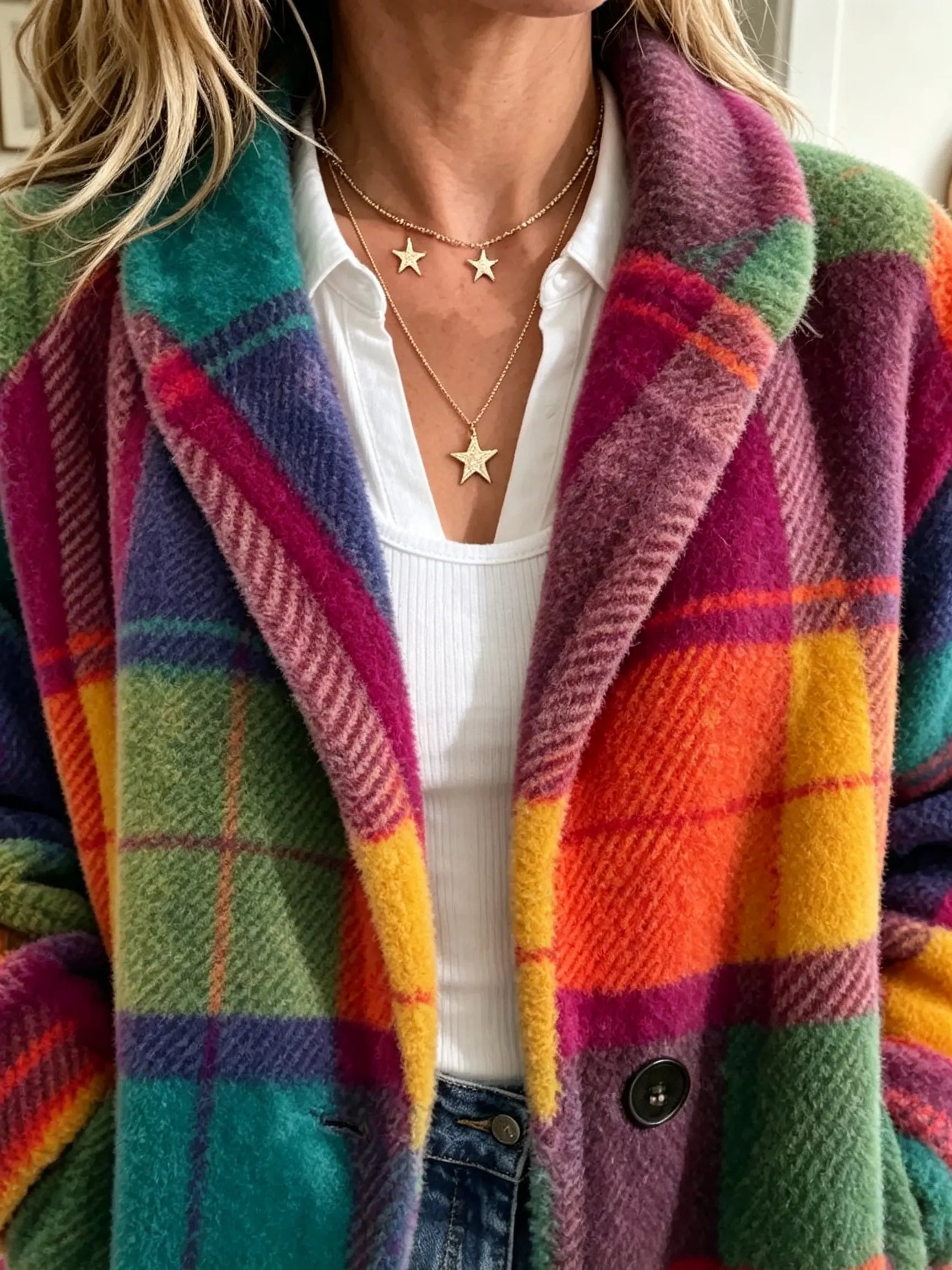 Claudette | Manteau Arka À Carreaux Multicolore