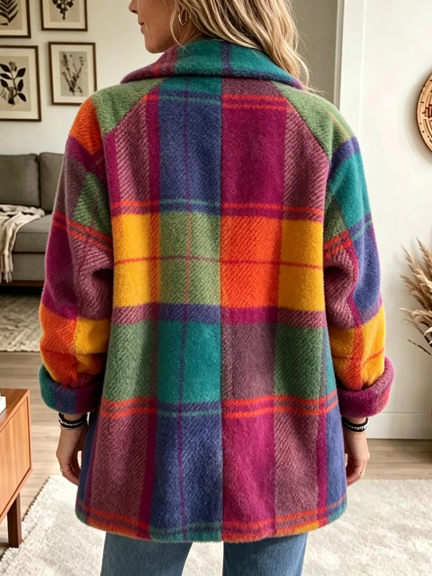 Claudette | Manteau Arka À Carreaux Multicolore