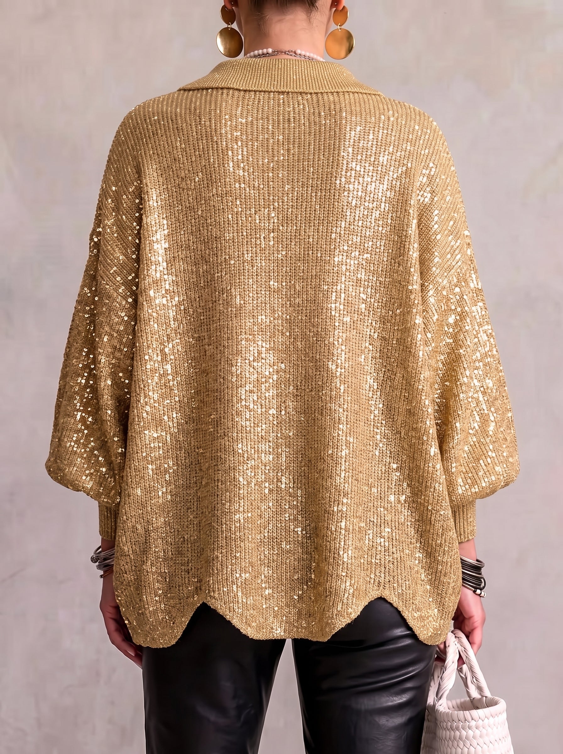 Isadora | Cardigan Oversize à Col avec Gros Boutons Métalliques
