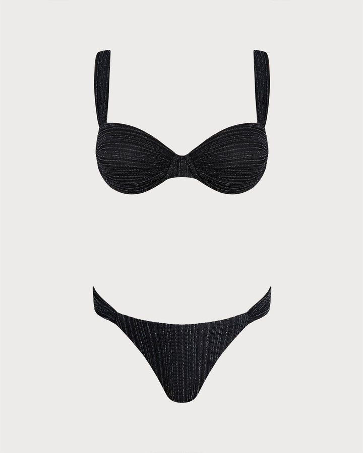 Ensemble de bikini noir à sequins avec armatures