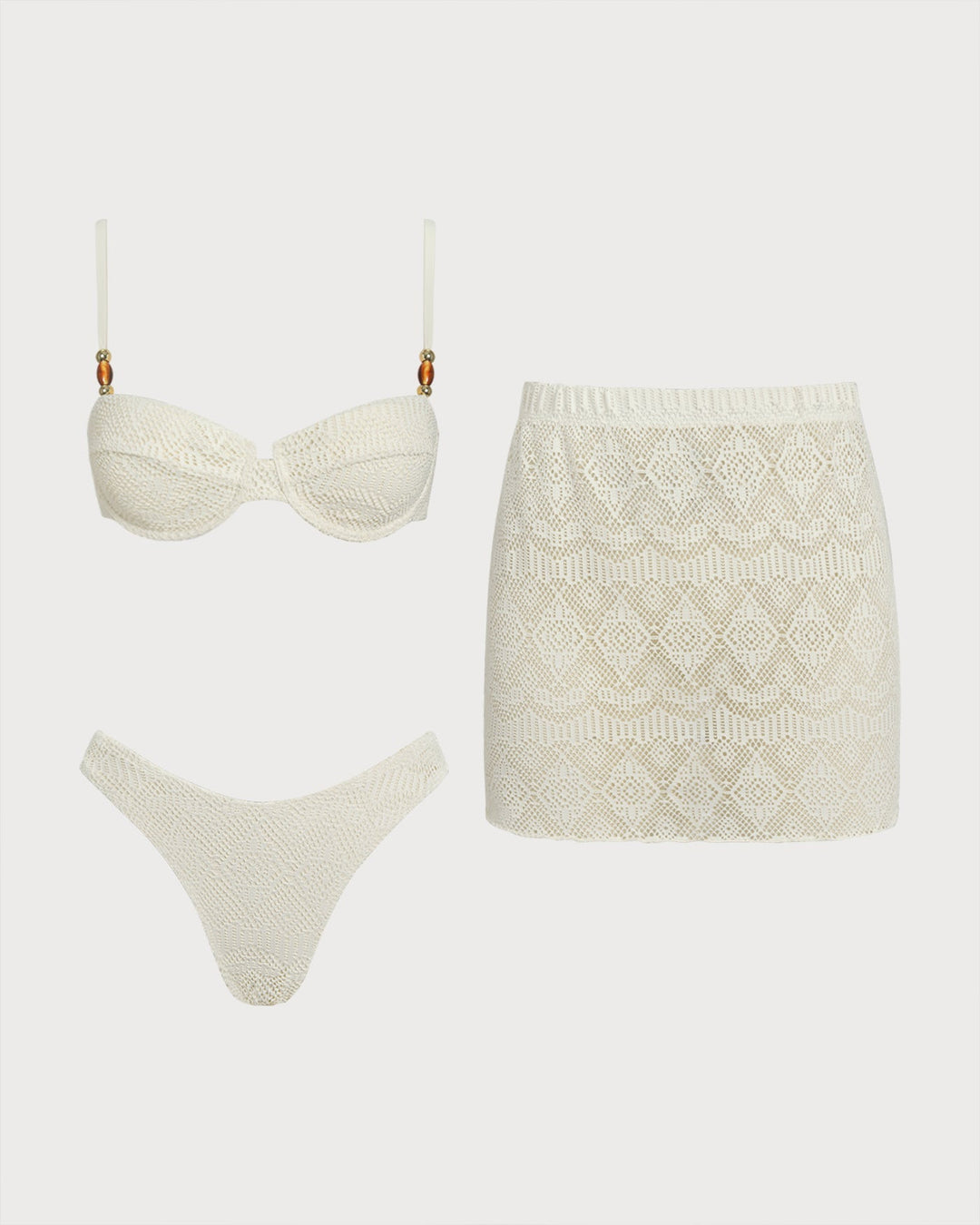 Ensemble trois pièces blanc texturé à armatures