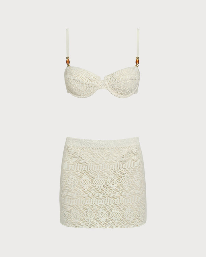 Ensemble trois pièces blanc texturé à armatures