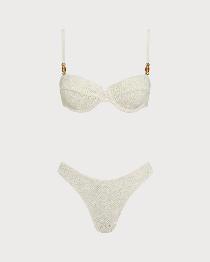 Ensemble trois pièces blanc texturé à armatures