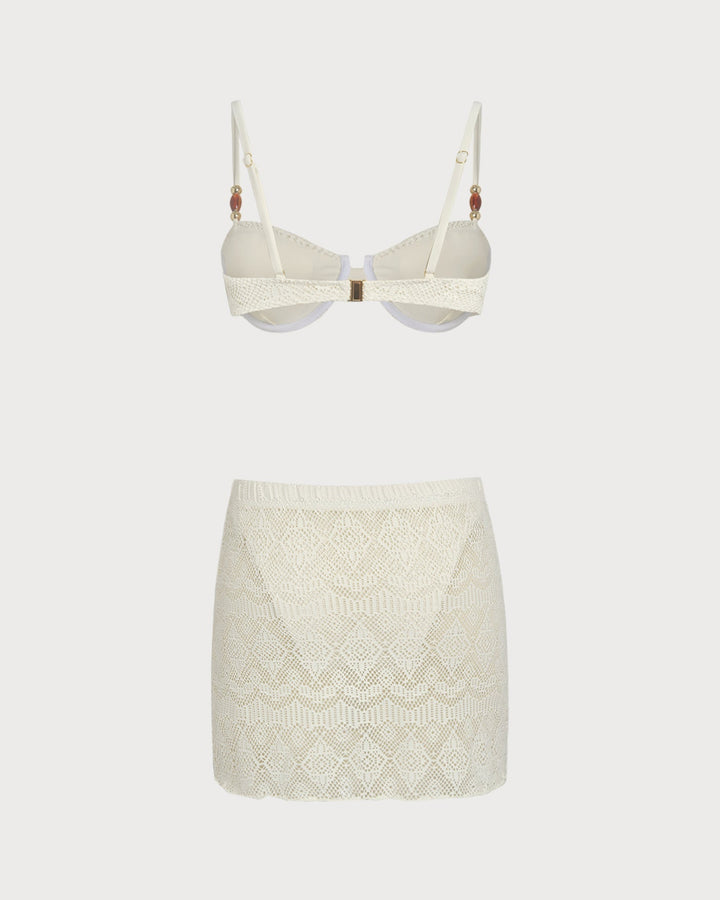 Ensemble trois pièces blanc texturé à armatures