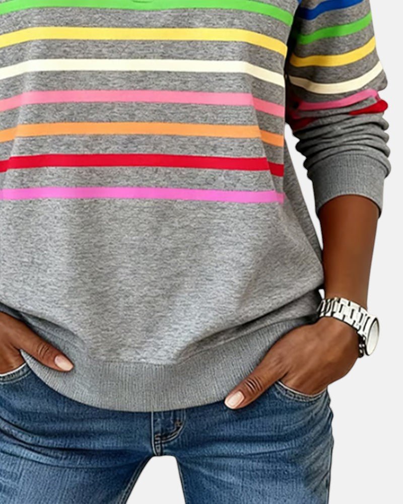 Jeanette | Sweat-shirt Rayé à Col Zippé